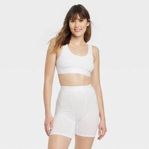 Women's Cotton Stretch Boxer Briefs - Auden White Small NWT